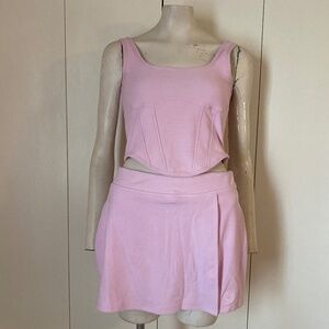 Victoria Secret Pink Pique Knit Corset Tank Top and Tennis Skirt Size Medium NWT